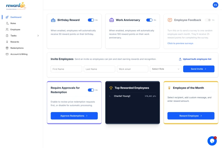 Rewardee - Employee Rewards and Engagement SaaS Platform